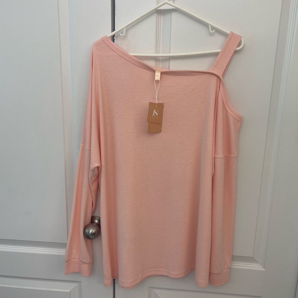 Jinkesi Pink Off The Shoulder / Cold Shoulder Long Sleeve Sweater, Size 2X , NWT